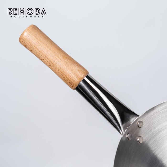 Gambar Calypso Wok Kuali Wajan Penggorengan Ukuran 30-40cm Gagang Stainless & Kayu Tebal - Gagang Kayu, 32cm dari Remoda Houseware undefined Tokopedia