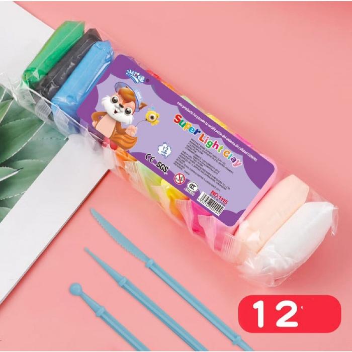 Gambar Precious One - Air dry clay /diy mainan tanah liat anak berwarna - rainbow isi 12 dari PreciousOne_NEW undefined 4 Tokopedia