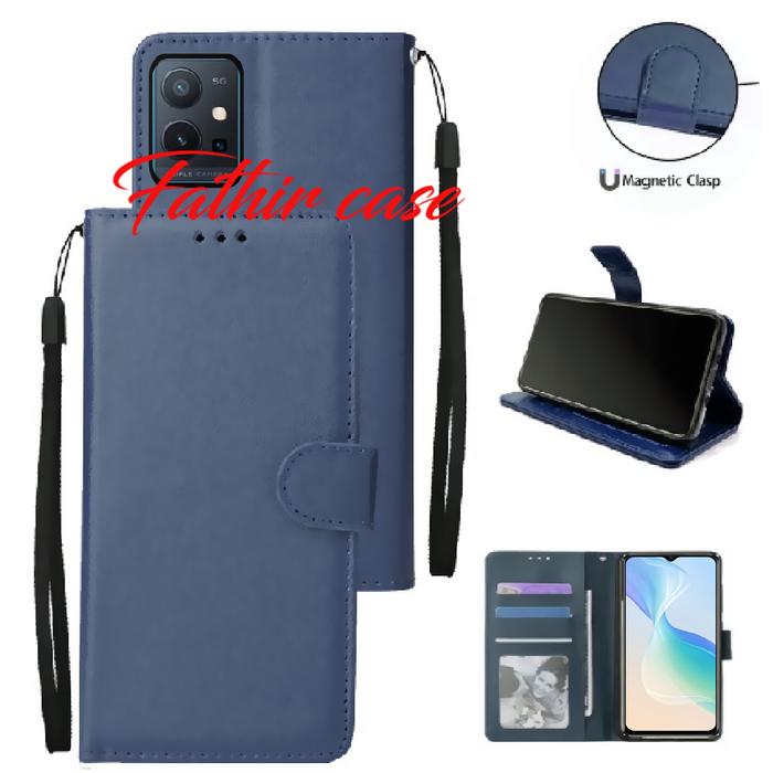 Gambar CASE DOMPET KULIT UNTUK HP VIVO T1 5G LEATHER SARUNG BUKU HP cover ponsel Casing - BIRU dari Fathir case undefined Tokopedia