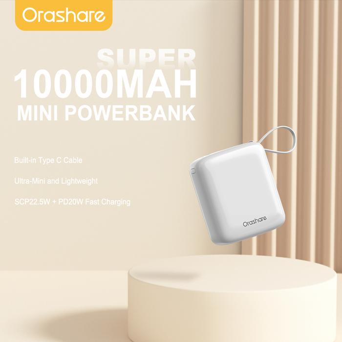 Gambar Orashare PM10C 10000mAh Super Mini Powerbank 22.5W Super Fast Charging Built In Type-C Cable Stylish Mini Sugar Cube Portable and Lightweight Power Bank For iPhone 15 Realme and So on - PM10C White, 10000mAh dari Orashare Indonesia Shop undefined Tokopedia