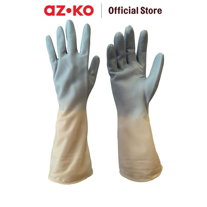 Gambar AZKO Proclean Sarung Tangan Panjang Pvc Two Tone Cleaning Hand Gloves Cleaning Tools Pelindung Tangan Kebersihan Elastis Reusable Anti Slip Gloves - Biru dari AZKO ID undefined Tokopedia