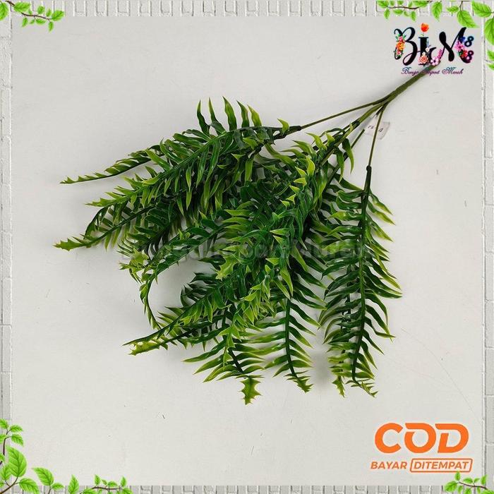 Gambar Aksesories polypodhium cabang 7 artificial rumput daun paku atau pakis plastik untuk dekorasi rumah dan dekorasi wedding - Hijau dari Bunga Import Murah_NEW undefined Tokopedia