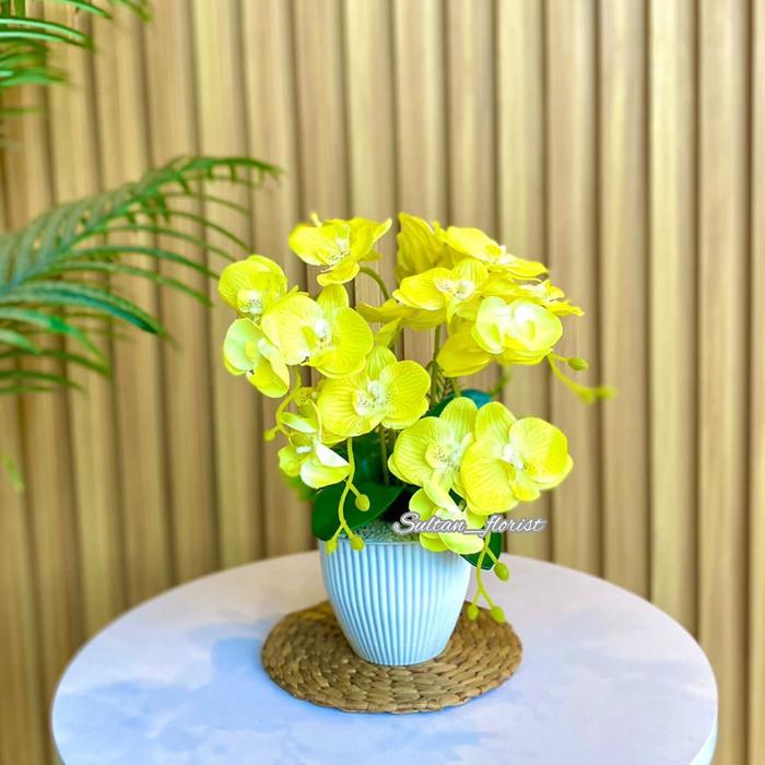 Gambar Bunga Anggrek Kain 4 Cabang (COD) - Kuning dari Sultan florist undefined Tokopedia