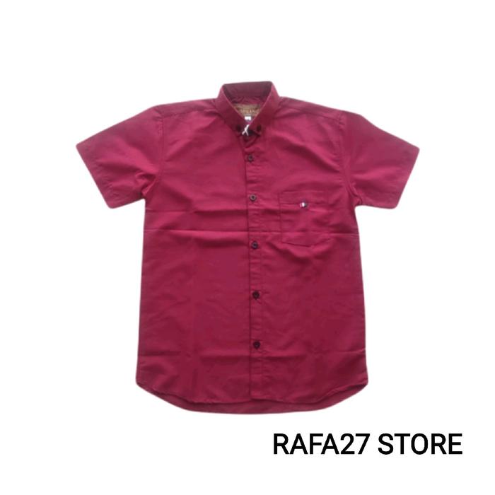 Gambar Pakaian Anak  Usia 2-14 Tahun/ Kemeja Anak Lengan Pendek Kid Polos Katun Cotton Remaja laki2 6–12 Laki-Laki 7-8 tahun zero-hijau botol Putih Baju Fashion - maron, Size : M { 2-3 Thn } dari RAFA Store27_NEW undefined Tokopedia