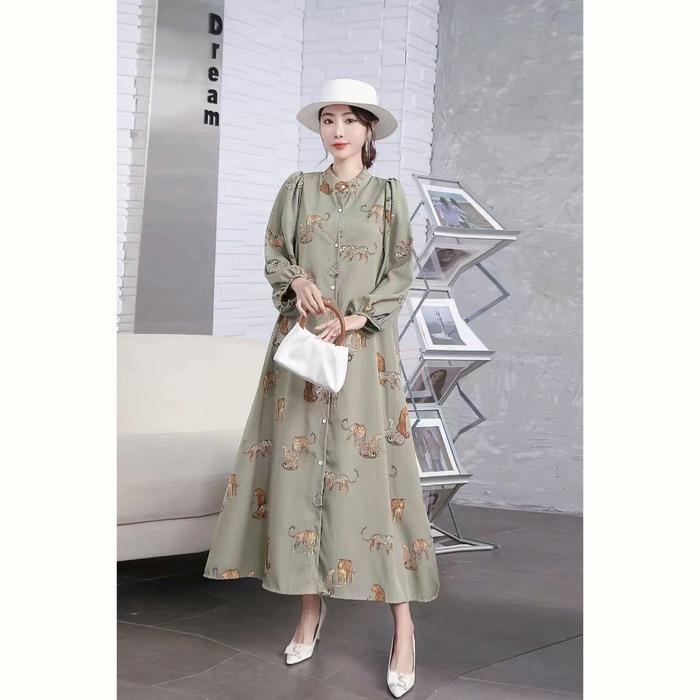 Gambar Dress Hijab Lebaran Free Belt | dress korea | tunik korean style| Baju Raya Dress Wanita Import Casual Panjang Polyester Simple Muslim Gamis - Green dari Fashionmall888 undefined Tokopedia