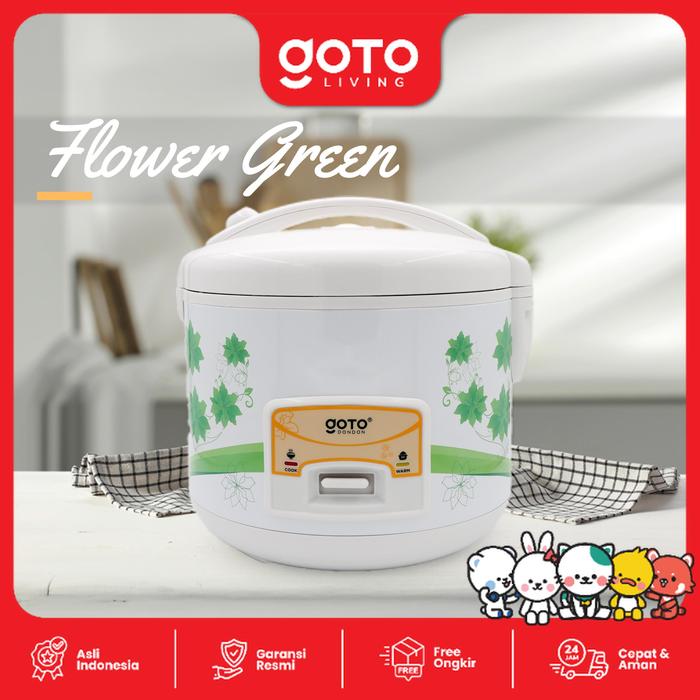Gambar (Promo Special) Goto Dondon Rice Cooker Penanak Nasi Magic Com Low Watt 1,5 Liter - FLOWER GREEN dari Goto Living Kota Tangerang Tokopedia