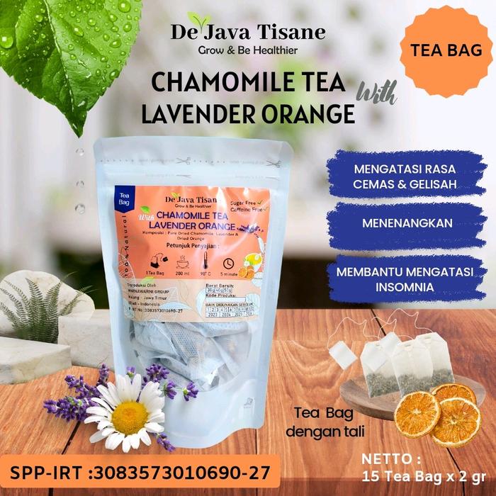 Gambar Teh Bunga Chamomile Lavender Peppermint Celup Bebas gula Alami Organik Air - Chamomile Lavender Orange dari DEJAVA TISANE undefined Tokopedia