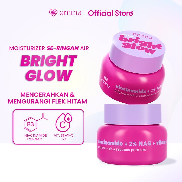 Gambar Emina Water Bright Glow Gel Moisturizer 30g | Mencerahkan & Mengurangi Flek Hitam, Kulit Glowing, Meratakan Warna Kulit, Pelembab Seringan Air, Mengandung Niacinamide, Vitamin  C - BRIGHT GLOW dari eminacosmetics undefined Tokopedia