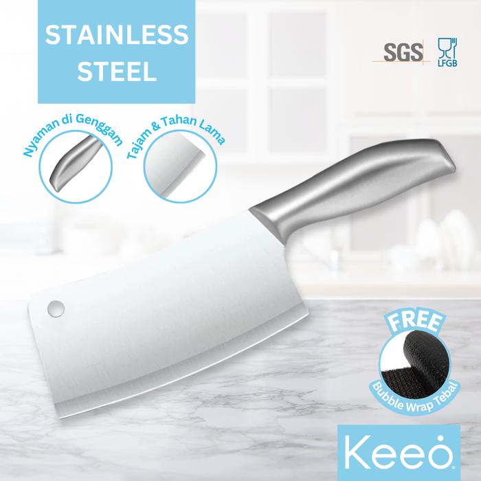 Gambar Keeo Pisau Dapur Tajam Serbaguna Buah Sayur Daging Stainless Steel - Pisau Daging 30 cm dari Keeo Home undefined Tokopedia