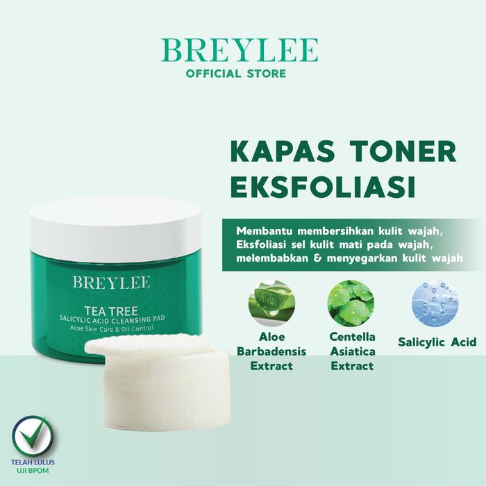 Gambar [OFFICIAL STORE] BREYLEE Tea Tree Salicylic Acid Cleaning Pads - Exfoliating Pads Menghilangkan Jerawat, Mengecilkan Pori, Mengelupas Sel Kulit Mati - Perawatan Wajah Kusam, Membantu Memudarkan Jerawat & Mencerahkan Kulit - Cleansing pads dari BREYLEE.ID undefined Tokopedia