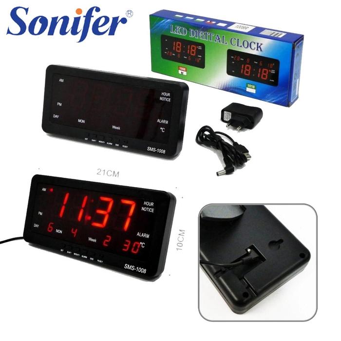 Gambar Sonifer Jam Digital LED Bisa Meja & Dinding ukuran 21 x 10 cm FREE REQUEST NAMA - MERAH dari Sonifer Indonesia undefined Tokopedia
