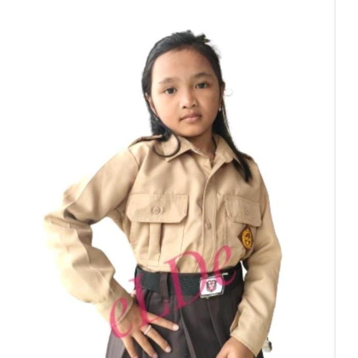 Gambar Setelan seragam sekolah pramuka Penggalang Tangan Panjang SD,MI  dan rok rempel Perempuan bahan rapilo - baju saja, 1 dari Herlina collection undefined Tokopedia