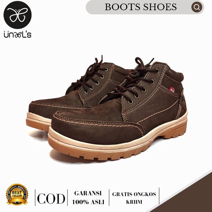 Sepatu Boots Buts Pria Bahan Kulit Sapi Nubuck Original Murah Keren Elegan  RLB7 39