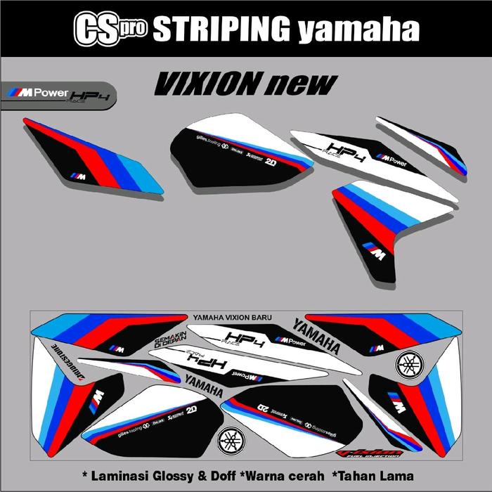 Gambar STRIPING MOTOR VIXION NVL / STIKER BMW HP4 / STICKER LIST VARIASI MOTOR VIXION BARU / STOCK DECALS YAMAHA NEW VIXION LIGTHNING Motorcycle - Putih dari MubaroqSTRIPING undefined Tokopedia