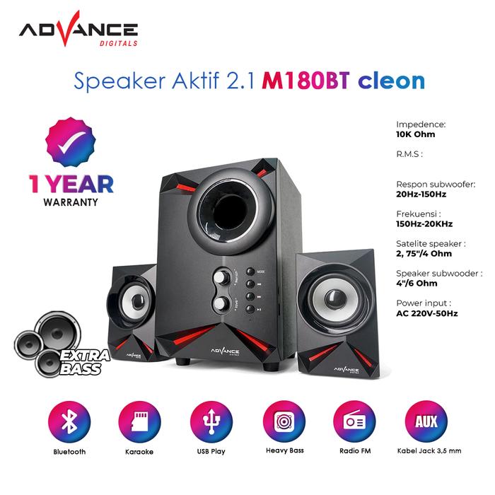 Gambar Speaker Bluetooth Advance M180BT CLEON Speaker Aktif / Speaker Multimedia Garansi Resmi Advance 1 Tahun - M180BT-Cleon dari Advance DIgitals Store undefined Tokopedia