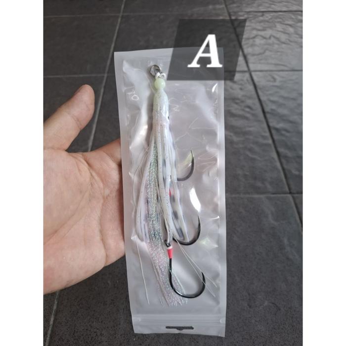 Gambar Aquasite Fishing Gears Umpan Trolling Kail Rangkaian Dan Softlure Cumi Target Tenggiri Barakuda Tuna Rangkai 3 Mata Kail Ukuran 6/0 & 8/0 - Pancing - A, #6/0 dari aquasite undefined 5 Tokopedia