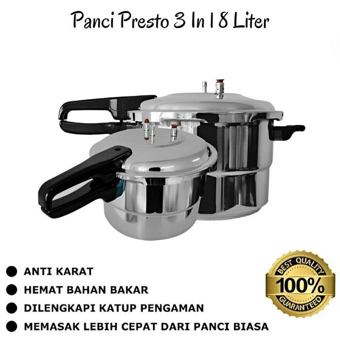 Gambar Panci Presto Teflon Pressure Cooker 10 liter 26 Cm Anti Lengket 3 In 1 Memasak Mengukus Menghangatkan Panci Presto Murah aluminium dandang - 8L24CM dari paket usaha grosir undefined Tokopedia
