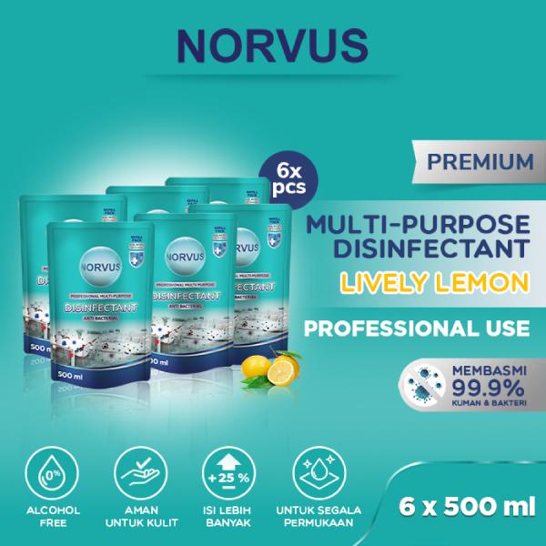 Gambar Multi Purpose Disinfectant Lively Lemon 6x pcs 500 ml - Norvus - Lemon dari Norvus Indonesia undefined Tokopedia