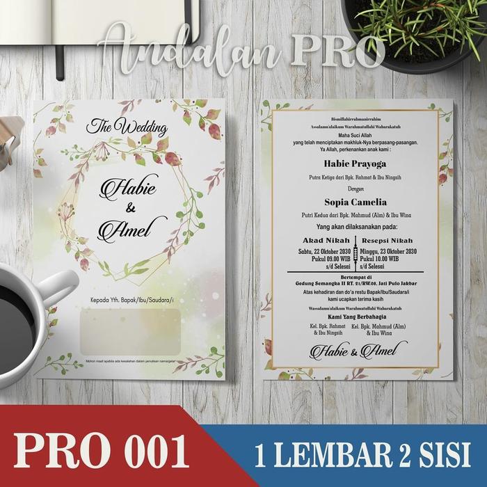 Gambar (ISI 100 PCS) PRO 001 Varian 1 Lembar 2 Sisi - Cetak Undangan Pernikahan, Ngunduh Mantu, Khitanan, Tasyakuran, DLL  (FCUDL1200LM) - BC 150 GSM dari ANDALAN PRO_NEW undefined Tokopedia