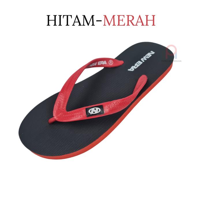 Gambar Sandal Jepit Polos Dua Warna Karet Anti Slip Premium Super Lentur New Era FLIPO Hitam Merah Full - 39 Hitam-Merah dari PutraAdiperkasa undefined Tokopedia