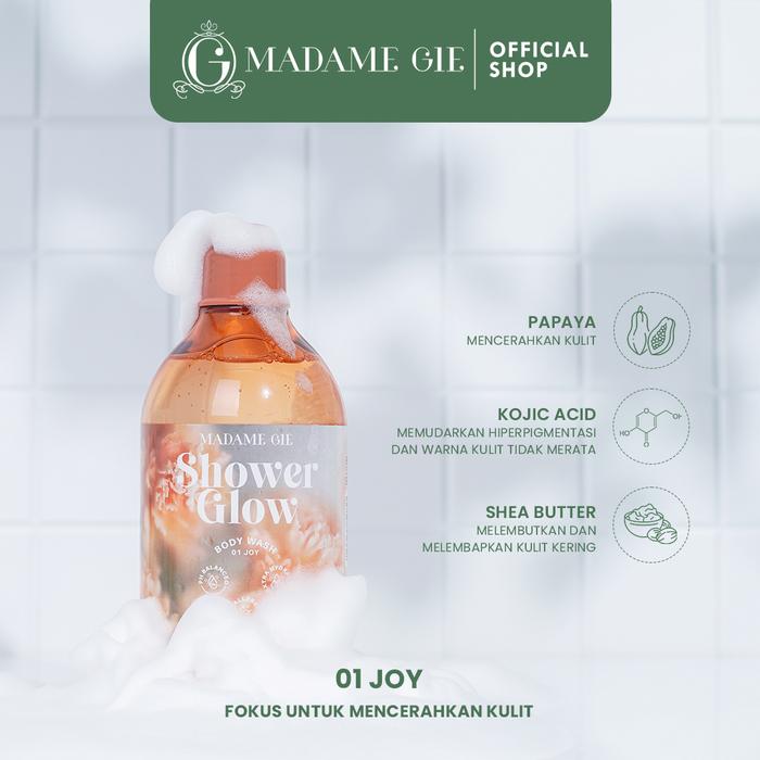 Gambar 【BUNDLE 2 PCS】Madame Gie Shower Glow - Sabun Mandi Cair Mencerahkan Kulit dan Ph Balanced Kategori Membersihkan Soap Wangi Hyaluronic - JOY, JOY dari Madame Gie Cosmetics undefined Tokopedia
