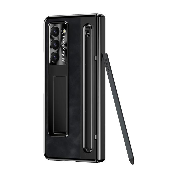 Gambar Case for Samsung Galaxy Z Fold 7 Fold7 5G Leather Pen Slot With Stylus Protection Hinge Cover Glass Casing Bracket Stand Kickstand - Black dari Kapten Case undefined Tokopedia
