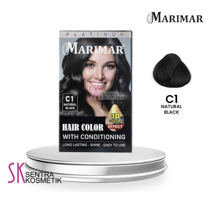 Gambar MARIMAR Hair Color Pewarna Rambut Cat Rambut Box 30ml x 2 Black Brown Coffee Red Dark Maroon Wine Burgundy Hitam 4in1 dengan 11 Pilihan Warna - C-01 NATURAL BLACK dari Sentra Kosmetik ID undefined Tokopedia