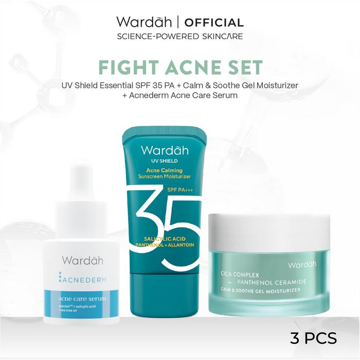 Gambar WARDAH UV Shield Acne Calming Sunscreen Moisturizer SPF 35 PA untuk komedo jerawat dan bekas jerawat kulit berminyak tekstur gel ringan mudah meresap - Skincare - Ss + Acne+Cica dari wardahbeautyid undefined Tokopedia