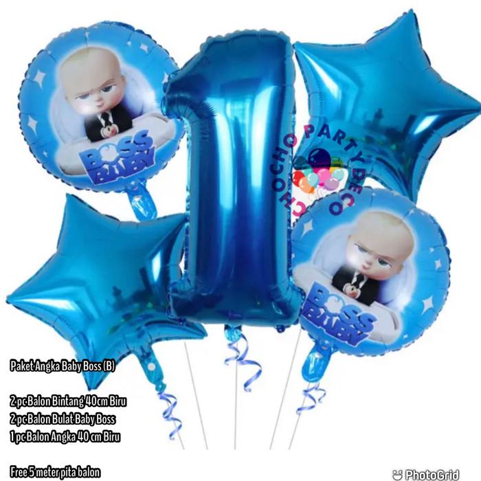 Gambar Paket Balon Baby Boss / Dekorasi Ulang Tahun - Angka B - Baby Boss ANGKA (B), 5 dari Chocho party deco undefined 5 Tokopedia