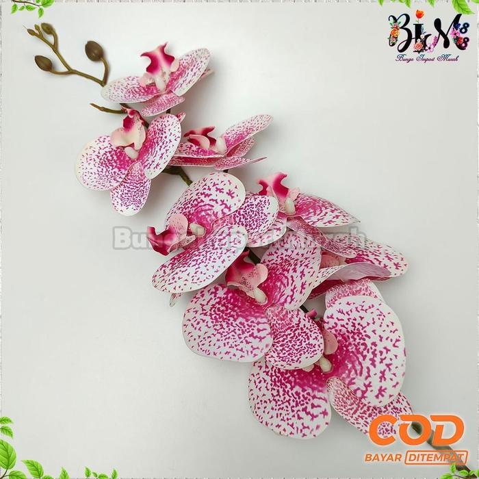 Gambar Bunga Anggrek Bulan Latex Cabang 9  - 1 PCS Bunga Anggrek Artificial Bunga Plastik Import - Bunga Dekorasi - putih bintik pink dari Bunga Import Murah_NEW undefined Tokopedia