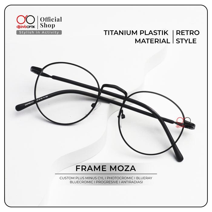 Gambar [ DJAVA OPTIK ] Kacamata Moza Normal s/d -4.00 Bulat Viral Kekinian Eyewear Glasses Frame Lensa Antiradiasi Bluecromic dari Djava Optik undefined Tokopedia