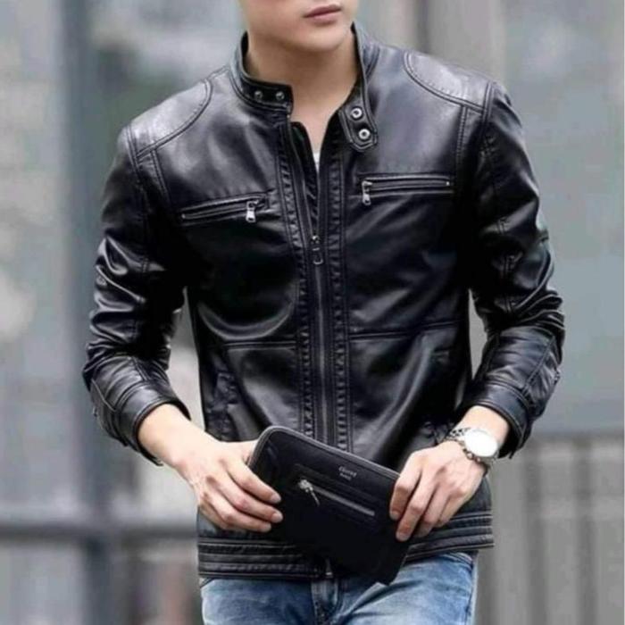 Gambar Cool and Calm Jaket Kulit Pria Asli original Hitam Keren Slimfit Casual - HITAM, M dari Cool and Calm undefined Tokopedia