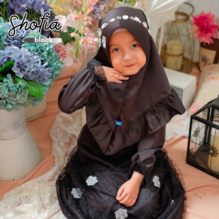 Gambar Shofia gamis anak perempuan set jilbab dress pesta anak tile 4-12th - Black, M (5-6th) dari Manasikana undefined Tokopedia