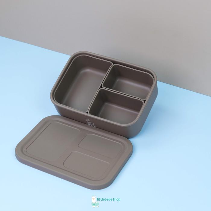 Gambar Littlebebeshop Hokei Silicone Lunch Box Leakproof  | Tempat Makan Anak Kotak - Slate Grey dari Littlebebeshop undefined Tokopedia