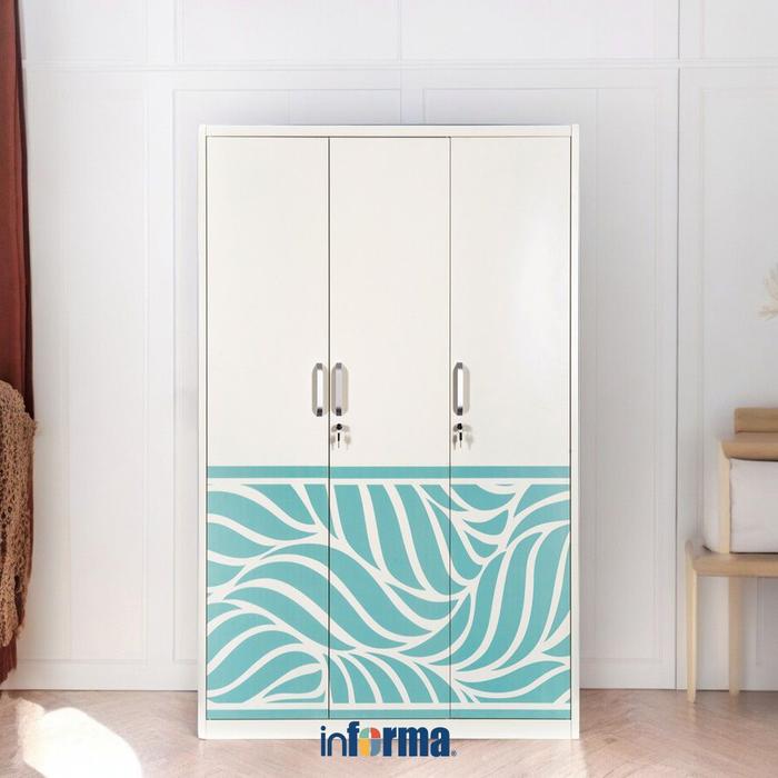 Gambar Informa Bloom Lemari Pakaian 3 Pintu - Putih/Biru Wardrobe Storage Kabinet Tempat Simpan Baju Lemari Aesthetic dari Informa Indonesia undefined Tokopedia