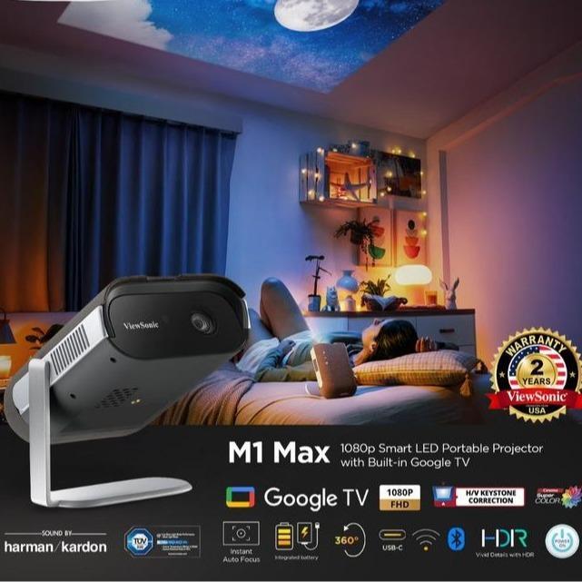 Gambar ViewSonic Projector M1 Max with Google TV & Sound by HarmanKardon 500Lumens FHD 1080p - M1-MAX dari tokobaru Mall undefined Tokopedia