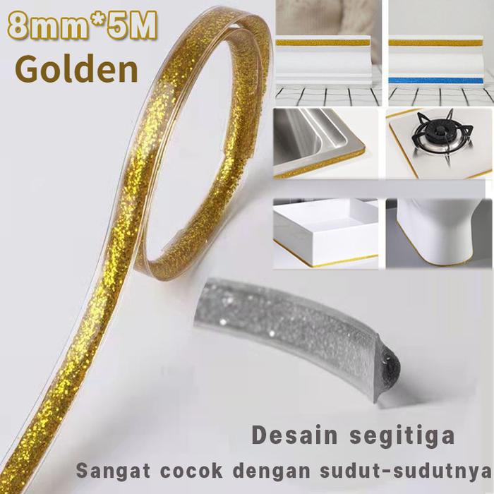 Gambar Vinnatsu-5M List Plat Waterproof Caulk Strip Protection PVC Wastafel Dapur Kamar Mandi Tape Perekat List Keramik Gulungan Sticker - Golden-8 mm * 5 m dari Vinnatsu undefined Tokopedia