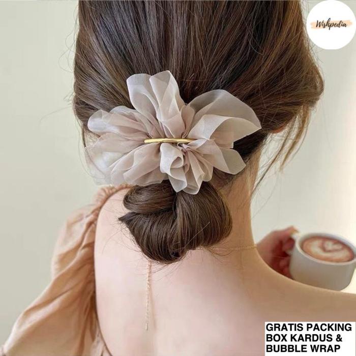 Gambar hiasan rambut pesta jepitan pita renda jepit sanggul aksesoris fashion wanita korea cantik premium kekinian murah viral manis TRES - beige dari wishpedia undefined Tokopedia