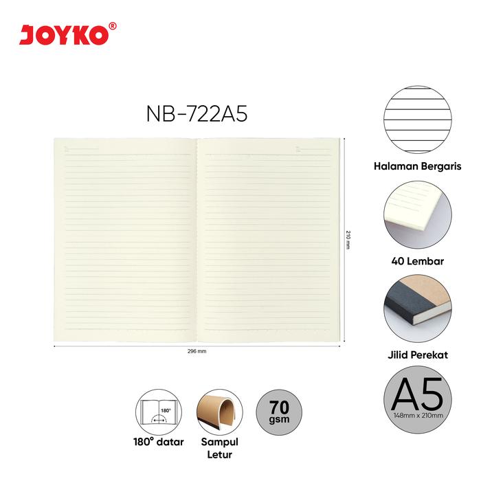 Gambar Joyko Notebook A5 B5 / Buku Tulis Catatan Garis Joyko Jurnal NB-722 - A5 dari Raja Stationery undefined Tokopedia