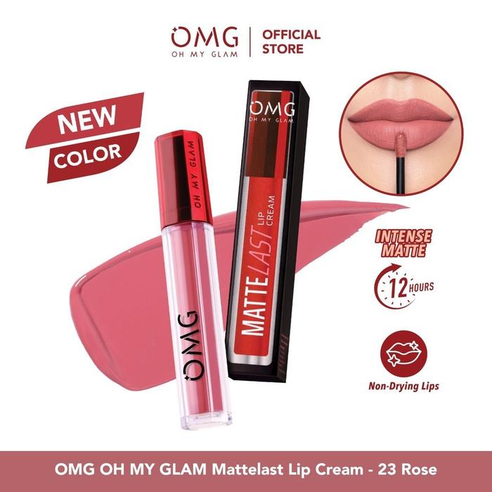 Gambar [NEW SHADES] OMG OH MY GLAM Mattelast Lip Cream 2.9 g shades 19 sd 27 - - 23 Rose dari LACOS BEAUTY undefined Tokopedia