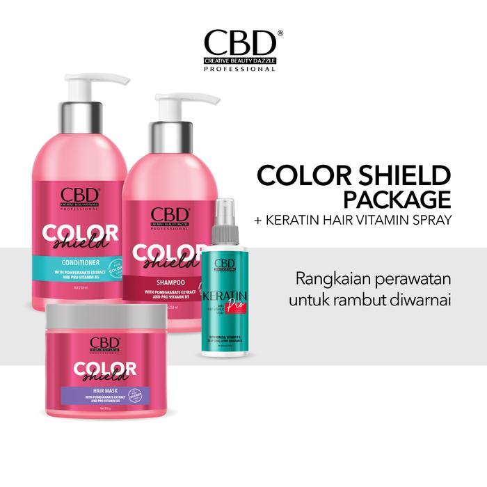Gambar [FYC] [4IN1] CBD Professional Color Shield Package (Shampoo 250ML+Conditioner 250ML+HairMask 500GR) + Hair Vitamin Spray - Haircare Treatment Perawatan Intensif Rambut Berwarna Kering Rontok Melindungi Membersihkan Melembutkan Kulit Kepala Berminyak - Paket Color Shield + Keratin Vitamin dari CBD Professional undefined Tokopedia