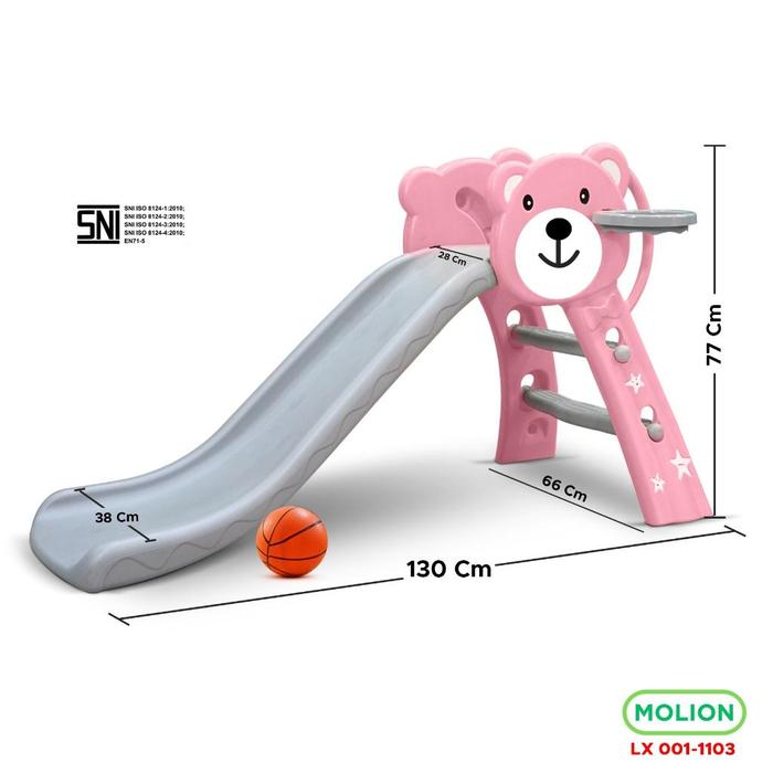 Gambar Molion Perosotan Mainan Anak M1103 Seluncuran Plastik HDPE Aman Anti-Slip Indoor Outdoor dengan Ring Basket Samping & Pijakan Tekstur 130 cm - MOTIF PANDA, BIRU dari Molion Toys.IDN Kota Surabaya Tokopedia