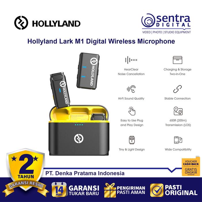 Gambar Hollyland Lark M1 Duo All-In-One Portable Microphone - black dari Sentra Digital Kota Surabaya Tokopedia