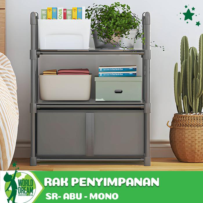 Gambar COD WORLD DREAM Lemari Kain Linen 3 Laci 2 Susun dan 1 susun Sisi Ranjang Portable Rak serbaguna - ABU-MONO dari World Dream Indonesia undefined Tokopedia