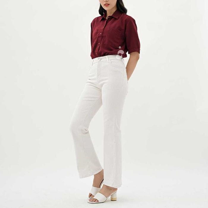 Gambar Shenelin celana Jeans wanita Bootcut Cathy Cutbray - Putih, M dari Shenelin Official undefined Tokopedia