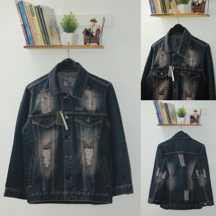 Gambar GSB-Jaket Jeans Sobek Ripped Pria-Jaket Levis Protector Denim Original - Biru Garmend, M dari BROWN FIT DENIM undefined Tokopedia