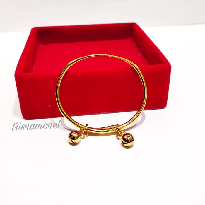 Gambar UKIR NAMA Gelang Anak Kuningan Lapis Mas Pakai Lonceng - Tidak, 12 cm dari trisnamonel undefined Tokopedia
