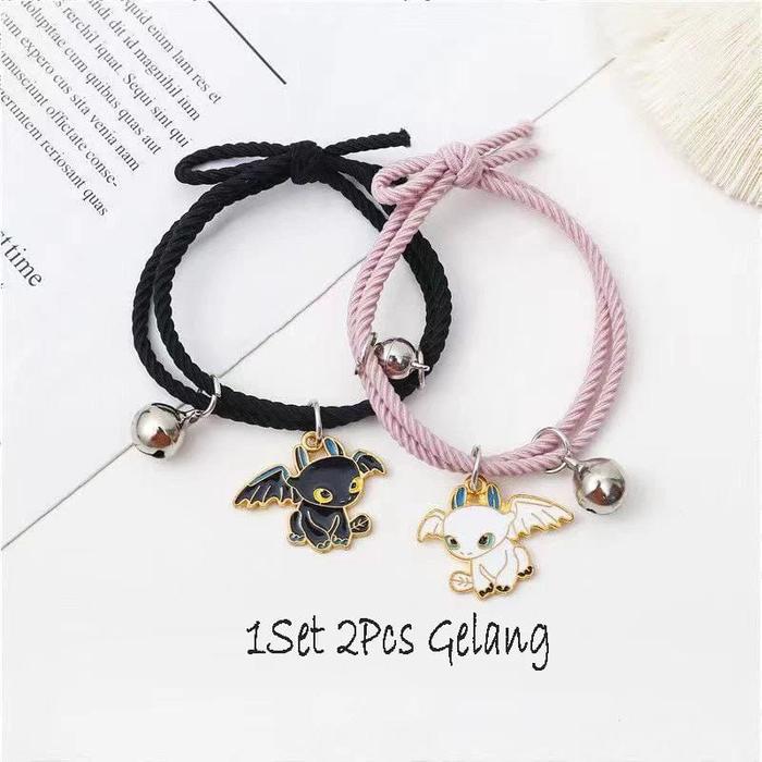Gambar 2 Pcs Gelang Couple Naga Hitam Putih Sepasang untuk Pacar Kekasih Magnet - Hitam-Pink dari Kooala Store undefined Tokopedia