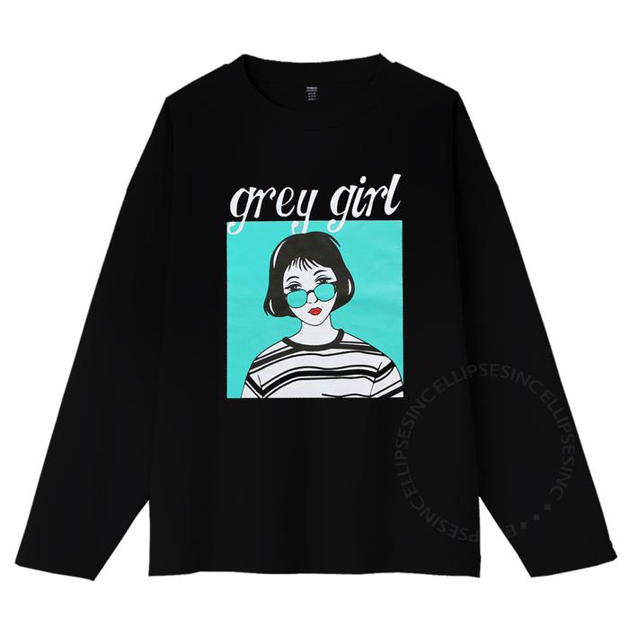 Gambar ELLIPSESINC Kaos Oversize Wanita Lengan Panjang Grey Girl - Hitam, Oversize dari ELLIPSESINC undefined Tokopedia