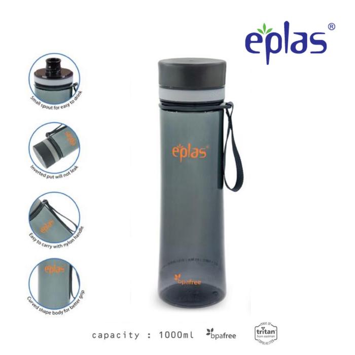 Gambar EPLAS Water Bottle With Handle (1000ml), Water Tumbler, Botol Air, BPA Free, Tritan EGHT-1000 - Hitam dari Elianware indonesia undefined Tokopedia